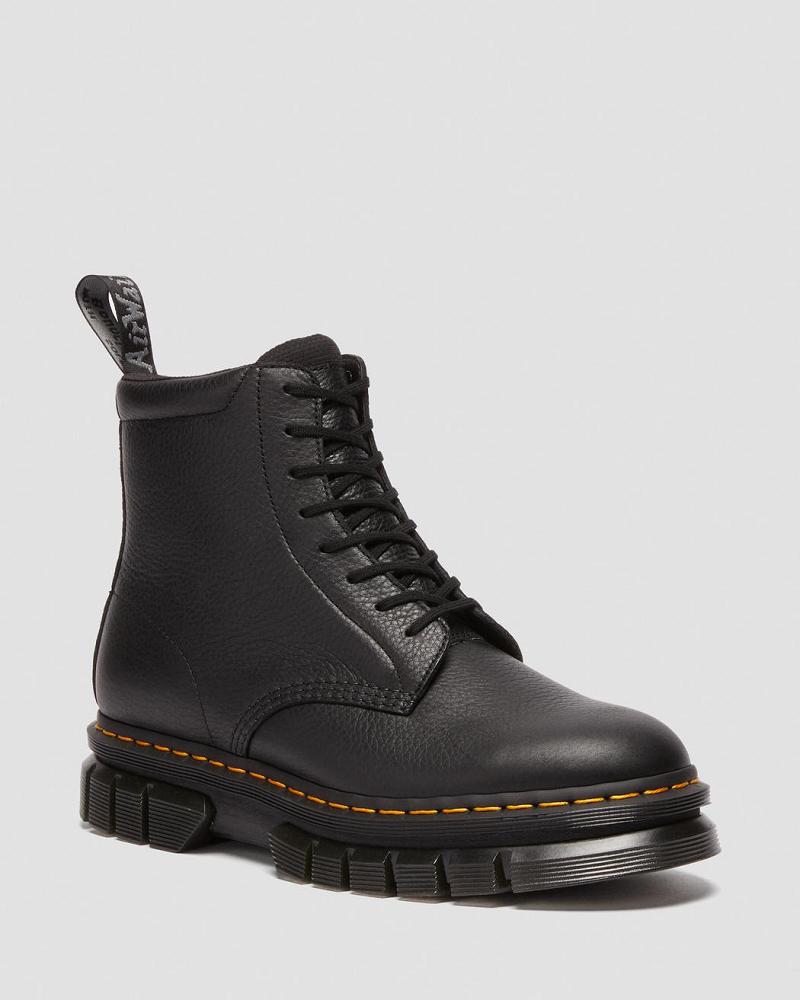 Black Men\'s Dr Martens Rikard Lunar Leather Platform Boots | CA 564XYU